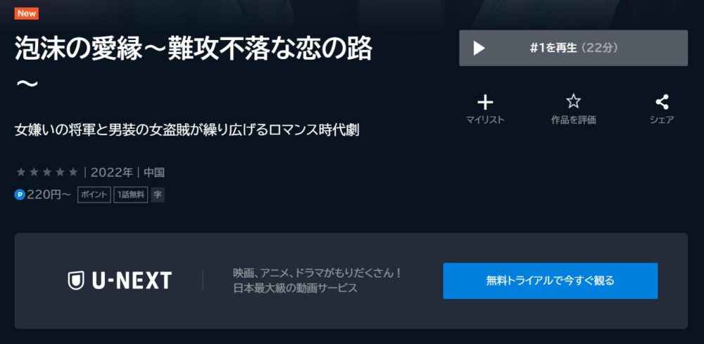泡沫の愛縁～難攻不落な恋の路～　U-NEXT